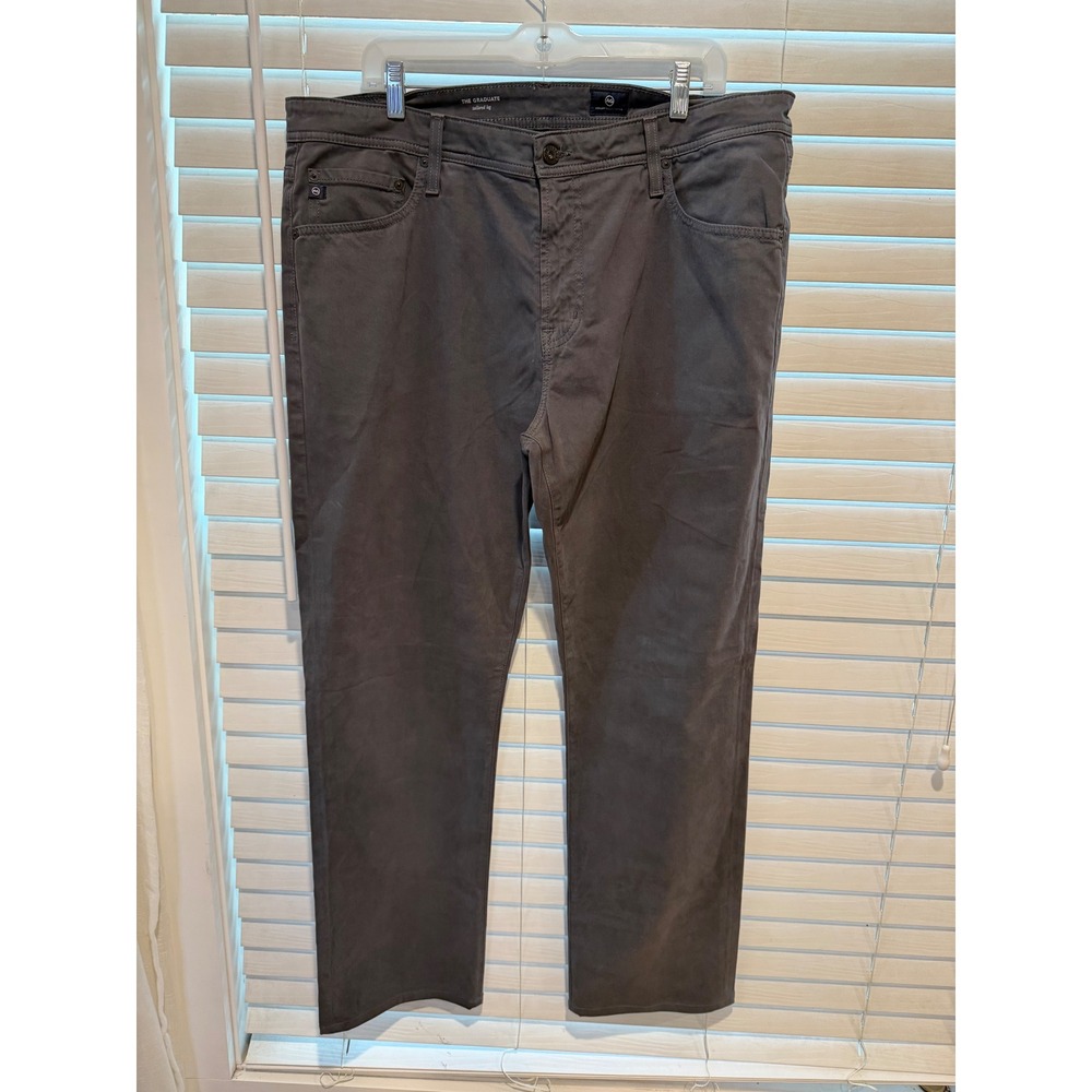 AG Adriano Goldschmied Mens The Graduate Tailored Leg Pants Grey 38x32 Chinos - Picture 1 of 6